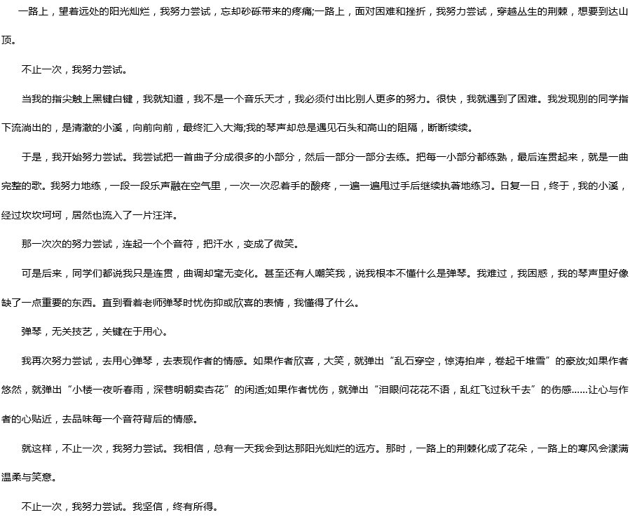 2019中考滿分作文：不止一次，我努力嘗試過(guò)
